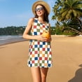 thumbnail image 3 of Disketp Floral Checkerboard para Vestido sin Mangas para Mujeres, Vestidos de Verano para Mujeres, Casual y Holgado para la Playa, 3 of 7
