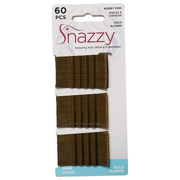 Snazzy Secure Hold Bobby Pins Set of No Slip Hairpins Blonde 60 Count 1.5mm Bobby Pins Gold