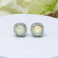thumbnail image 2 of White Opal Silver Earrings ,Gemstone Earrings, Stud Opal Earrings, October Birthstone, Opal silver Earrings, White Opal jewelry,, 2 of 2