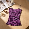 thumbnail image 2 of Norvella Womens Zebra Print Tank Tops Square Neck Spaghetti Strap Sleeveless Fitted Longline Y2K Camisoles Going Out Blouses, 2 of 4
