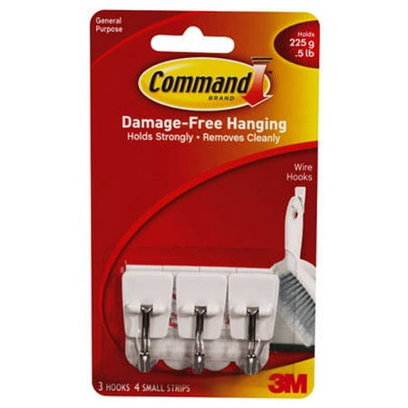 

5PK Command 3 Count Utensil Hooks With Strips