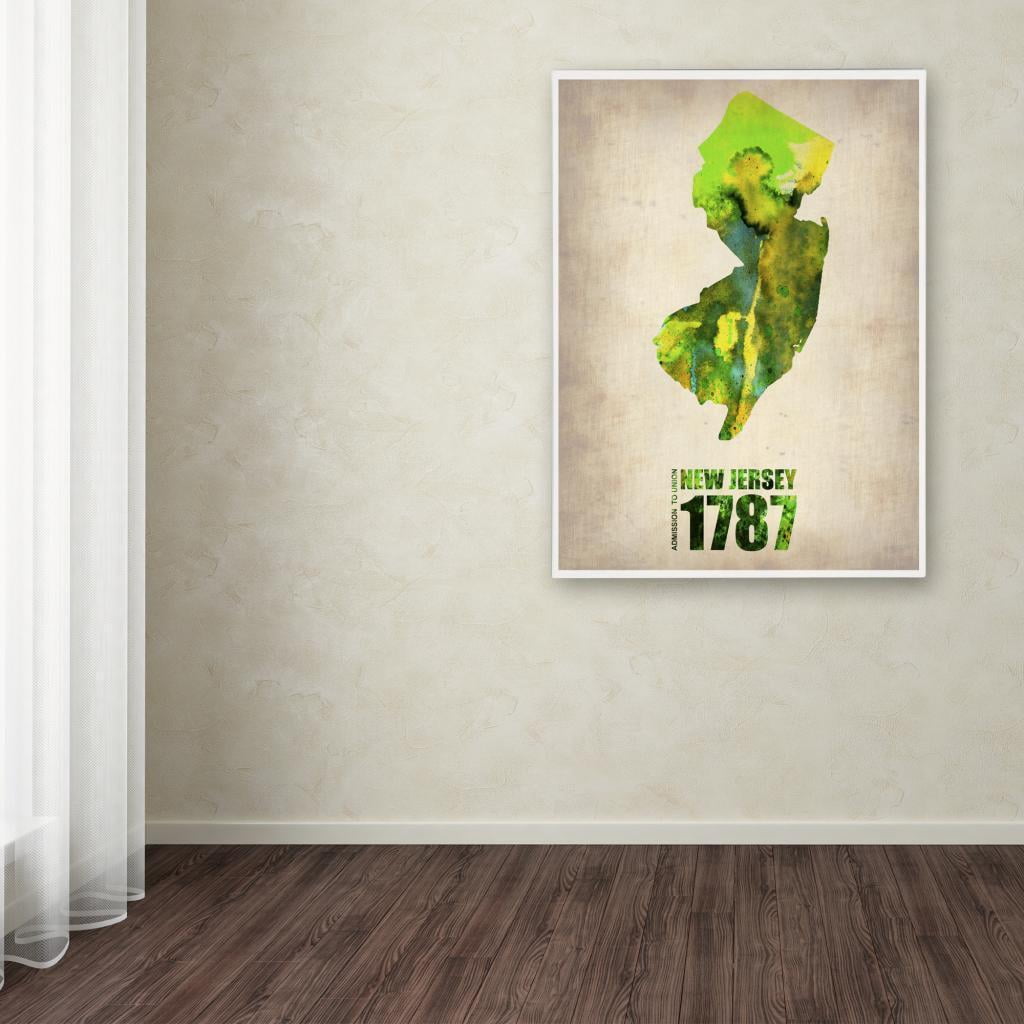 Trademark Fine Art "New Jersey Watercolor Map" Canvas Art by Naxart