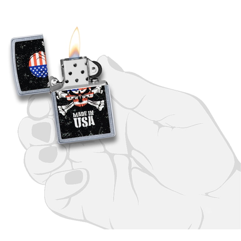 Zippo Street Chrome USA Skull Windproof Pocket Lighter - Walmart.com