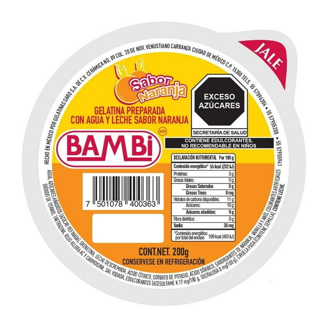 Gelatina de agua y leche Bambi sabor naranja 200 g