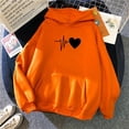 thumbnail image 2 of Gkeoshab Women Fall Clothes Women's Cute Heart Love Print Pullover Hoodie - Long Sleeve Soft Fleece Sweatshirt for Casual Everyday Wear and Gift Ideas Orange S, 2 of 8
