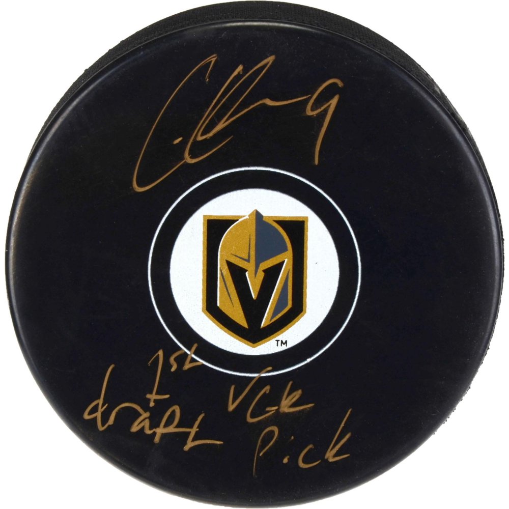 Cody Glass Vegas Golden Knights Autographed Hockey Puck with 1st VGK