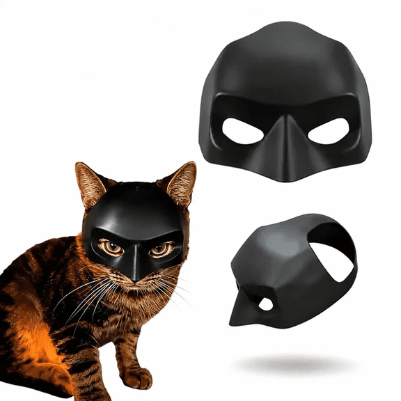 CYFW Cat Bat Mask, Funny Cat Helmet&Cat Hat Cosplay Costume, Adjustable Pet Mask for Halloween, Party, Photo Props, Lightweight Comfortable Cat Costume Accessories for Cats&Small Pets(Black