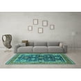 thumbnail image 3 of Ahgly Company Indoor Round Oriental Turquoise Blue Industrial Area Rugs, 4' Round, 3 of 4