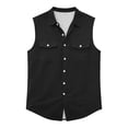 thumbnail image 3 of Guluxicc Mens Button Down Tank Tops Collared Solid Color Sleeveless Tops Summer Outdoor Casual Shirt with Pockets, 3 of 6