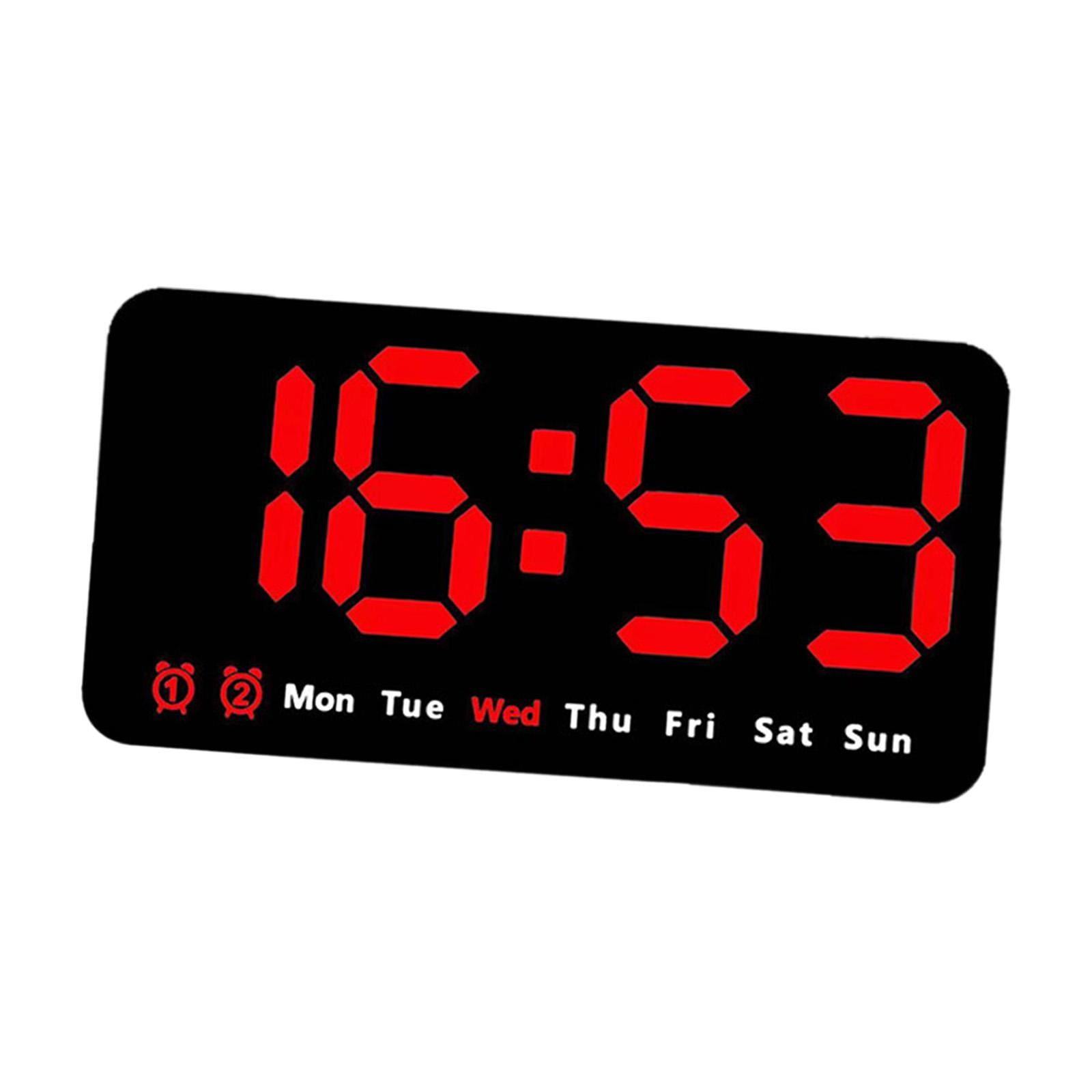 WLPZXP Digital Clock Desk Calendar Temperature Large Display LED Alarm Clock Wall Clock Red