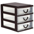 thumbnail image 1 of MasteelfCA Brown 3 Layer Multifunctional Drawer Type Storage Box Plastic Translucent Storage Case Sundries Holder Creative Desktop Organizer Cosmetic Container for Home Office, 1 of 7