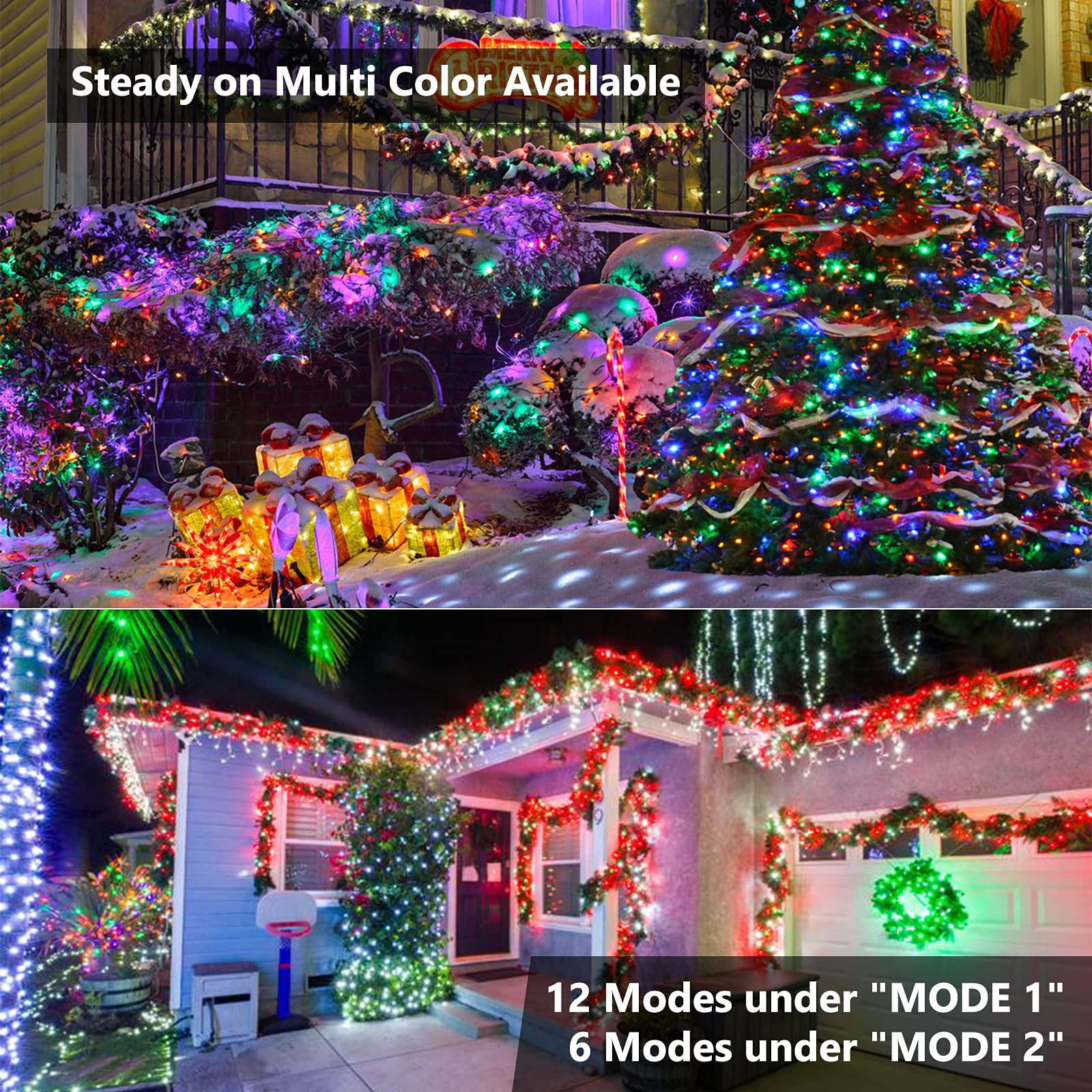 Tcamp Color Changing Christmas Tree Lights Outdoor Indoor, 800 LED 262ft  Warm White Multicolor Chris…See more Tcamp Color Changing Christmas Tree