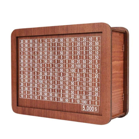 2025 Upgrade Cash Vault Wooden Savings Box, Premium Wooden Money Saving Box with Money Target and Numbers, Reusable Piggy Bank Cash Saver Box with Counter Best for Child Adult ($5000)