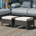 thumbnail image 1 of Costway Set of 2 Patio Rattan Ottoman Footrest Cushions Wooden Handle Off White, 1 of 8