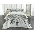thumbnail image 4 of Ambesonne Grey Quilted Bedspread Set 3 Pcs, Modern Futurist Leafy Floral, Queen Size, Pearl Charcoal Grey, 4 of 4