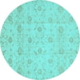 thumbnail image 1 of Ahgly Company Indoor Round Oriental Light Blue Traditional Area Rugs, 4' Round, 1 of 4