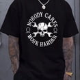 thumbnail image 1 of Fitness Men'S T-Shirt, Fitness Rebellious Drop Shoulder Print T-Shirt - "Nobody Cares, Work Harder" Unisex Short Sleeves, Spring Fitness Gift, Suitable for High-Intensity Training And Metal, 1 of 5