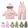 thumbnail image 2 of Zwiiyzr Toddler Boys Girls Thicken Warm Snowsuit Hooded Ski Jacket Pants 2 PCS Set Skiing Jacket with Pants 1-3T Purple, 2 of 9