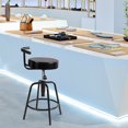 thumbnail image 3 of Gymax Adjustable Swivel Vintage Bar Stool PU Leather Steel Frame Bistro Pub w/Backrest, 3 of 10