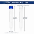thumbnail image 2 of Tubos de Centrífuga de Plástico de 15 Ml con Tapón de Rosca, 100 Tubos Cónicos de 15 Ml con 1 Soporte para Tubos de Centrífuga, 2 of 5