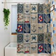 thumbnail image 3 of Summer Nautical Shower Curtain, 48" x 72", Blue Anchor Rudder Crab Whale Patchwork Linen Waterproof Bathroom Curtain Washable Shower Curtain Set with 12 Hooks, 3 of 8