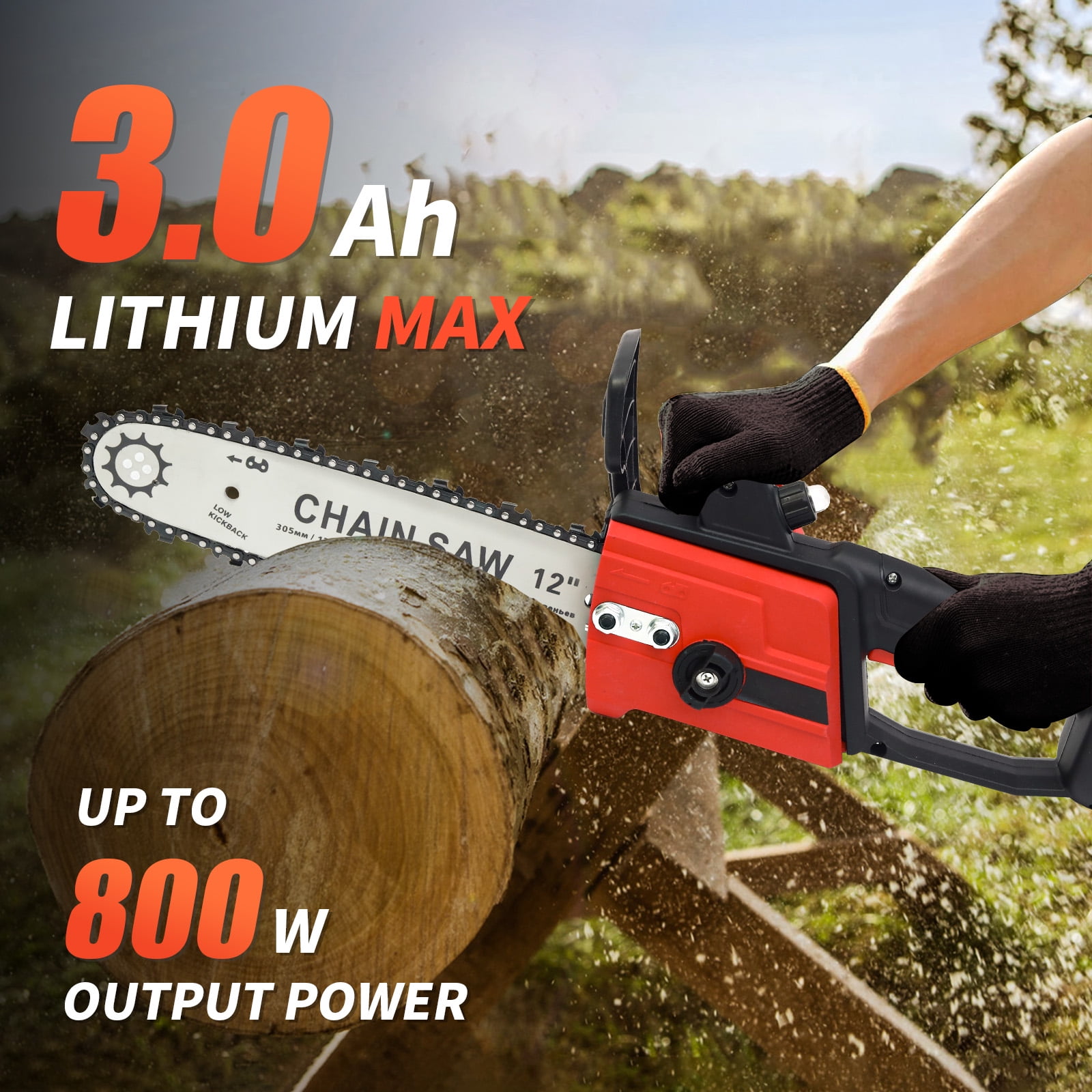 CATGOOD 12-Inch Electric Chainsaw Cordless, 3.0Ah Batteries Powered Chain Saw, 21V Portable Compact Saw Handheld for Wood Cutting