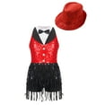 thumbnail image 1 of Linjinx Robe de Danse Latine à Sequins pour Filles Costume de Salon Jazz Tango Rumba et Jupe Tutu Rouge 10, 1 of 5