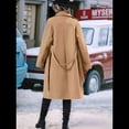 thumbnail image 4 of Gabardina de Lana Cruzada para Mujer, Abrigo de Invierno de Mezcla de Lana, Medio, Elegante. Caqui L, 4 of 8