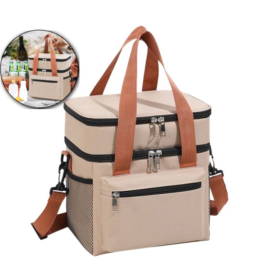 VQPeo Insulated Lunch Box for Men & Women - Collapsible Cooler Bag Leakproof Double Deck, Adult Lunch Bags for Work, Travel - Lunch Bag Cooler Lunch Box with Adjustable Strap