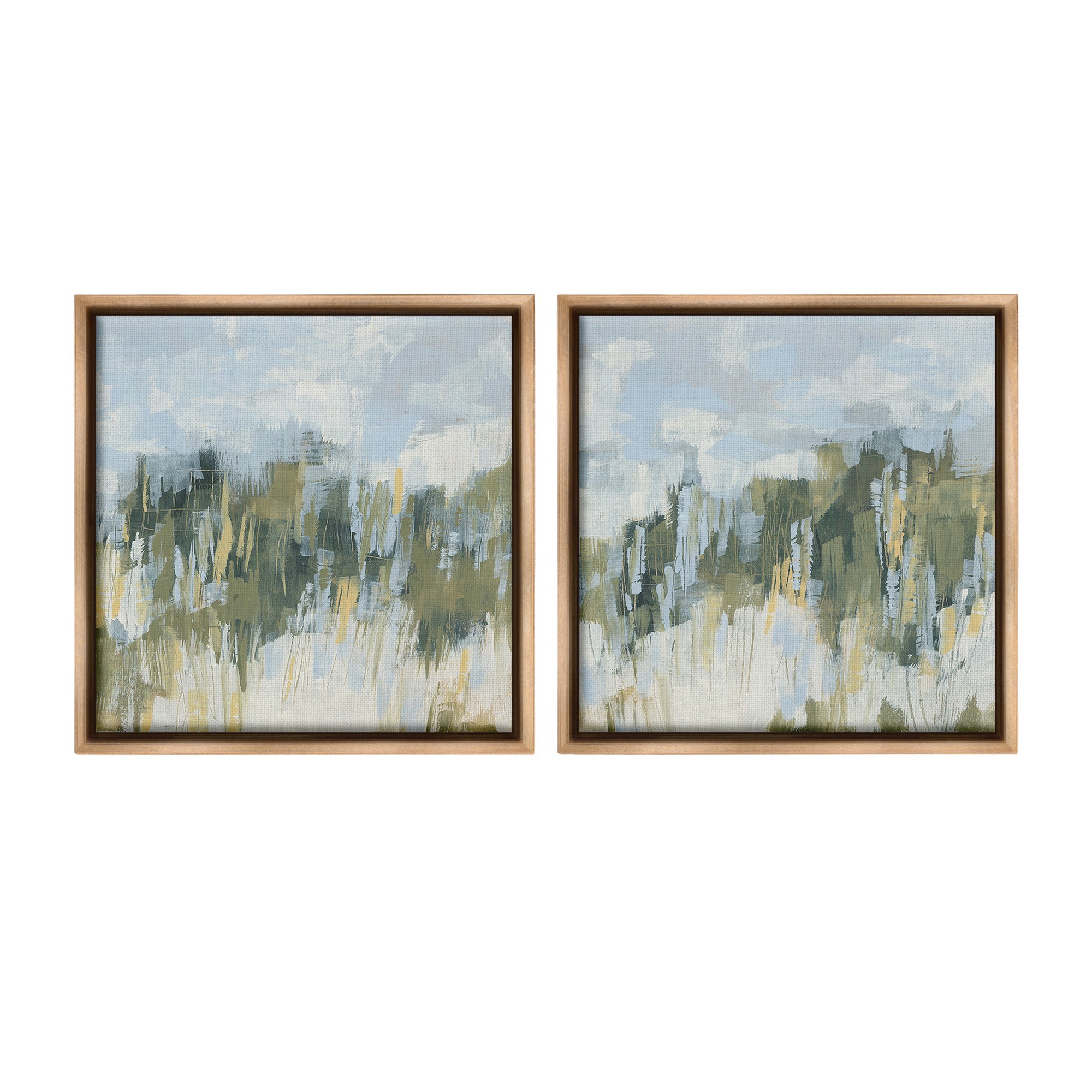 Stupell Industries Abstract Brushed Landscape Abstract Painting Brown Floater Framed Canvas Art Print Wall Art 18 x 18 Set of 2