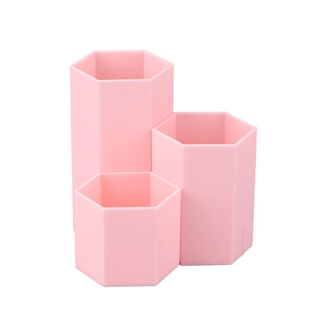 Organizador de soporte para brochas de maquillaje, solución de almacenamiento de bolígrafos para brochas de cosméticos de plástico con 3 ranuras, rosa Rojo Verde
