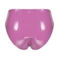 thumbnail image 4 of Alvivi Women's PU Leather Booty Shorts Low Rise Festival Dance Dance Bottoms Latex Briefs Panties Hot Pink S, 4 of 7