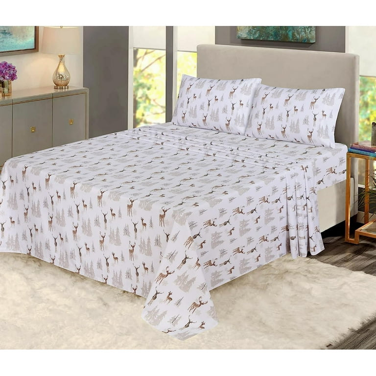 Ruvanti Flannel Sheets King Size - 100% Cotton Brushed Flannel Bed