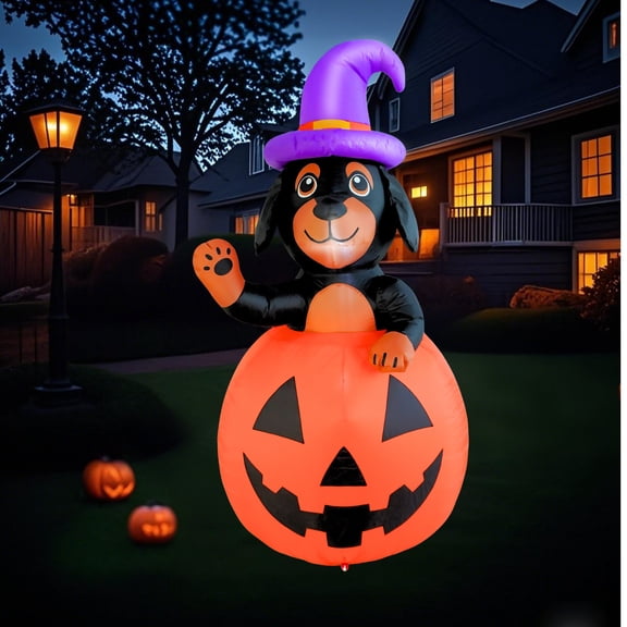 PTS 5FT Inflatable Dachshund Dog with Pumpkin Outdoor Decoration