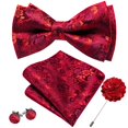 thumbnail image 1 of Conjunto de pajarita Barry.Wang, accesorios formales de seda floral roja, 1 of 7