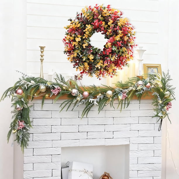 Corona de plástico, decoración navideña, corona navideña, decoración navideña, colgante de puerta, colgante de pared, corona de ratán, accesorio para escaparate, decoración de centro comercial, regalo