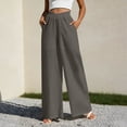 thumbnail image 6 of JUSLIO Pants for Women Linen Elastic Waist with Pockets Fashion Casual Comfort Waist Straight Pants, 6 of 6