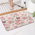 thumbnail image 4 of Pink Butterfly Floral Bow White Pattern Bathroom Rugs Mat,Non Slip Microfiber Bathroom Rug,Rubber Backing,Soft Bathroom Mats for Bathroom Floor,Tub and Shower,17x27in(43x68cm), 4 of 5