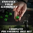 thumbnail image 5 of Monster Gelatinous Premium Dice Set- 7 Green Polyhedral Dice Set w Cubes Victim & Treasure Within- Handmade Premium Resin Infused w Luck- Compatible w D&D Dungeons Dragons MTG Magic & All RPG Games, 5 of 5