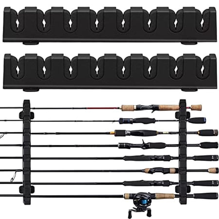 Fishing Rod Rack Fishing Rod Holders Wall Mount Vertical/Horizontal Fishing Pole Holders for Garage Room Boats Store 6/8 Fishing Rod Combos 1pair