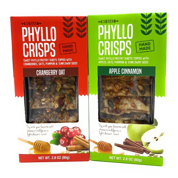 Phyllo Crisps Pastry Dough Sheets Crisp Snack Variety Bundle - Cranberry  Oat Crisps Apple Cinnamon 2 Pk - 2.8 oz - Walmart.com - Walmart.com