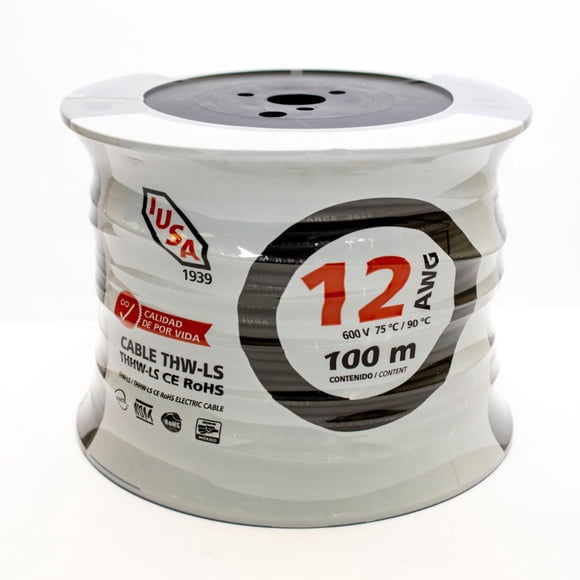 Cable Eléctrico Thw-Ls/Thhw-Ls Calibre 12 Negro 100M Iusa