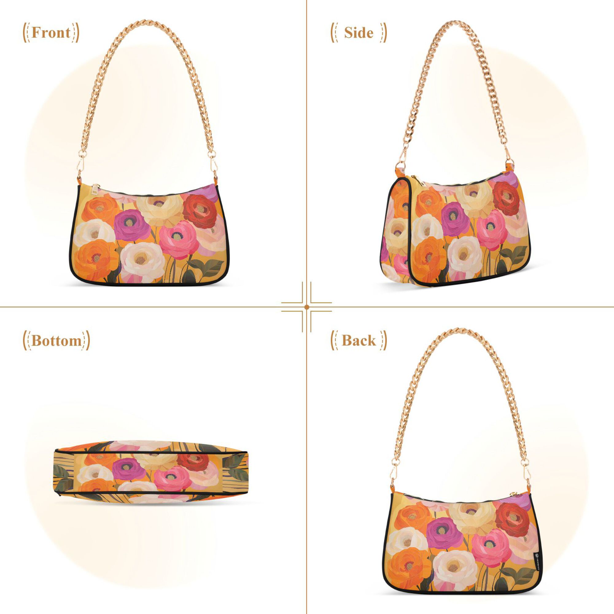 FORMRS Womens Shoulder Bag with Chain Strap Clutch Purse Cute Tote Handbag, Abstract Floral