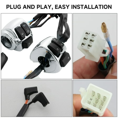 Motorcycle 1" 25mm Handlebar Switch Control With Wiring Harness Fit for Harley Touring Dyna Softail Sportster 883 V-Rod Chrome