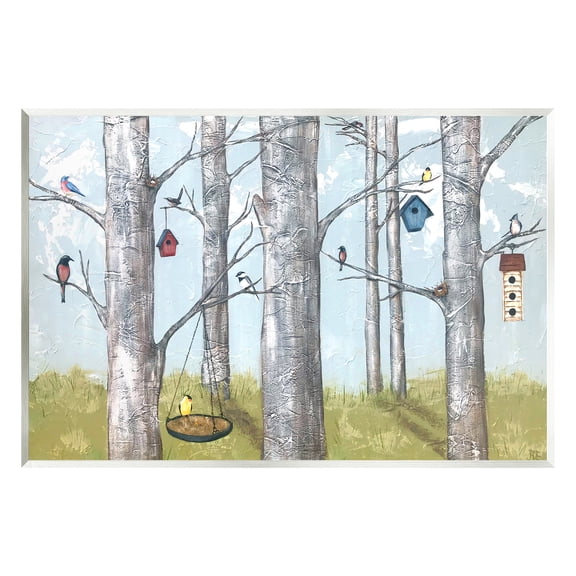 Stupell Industries Birdhouses Woodland Birch Trees Animals & Insects Painting Unframed Art Print Wall Art