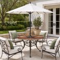 thumbnail image 2 of Round Outdoor Tablecloth with Umbrella Hole and Zipper, Texas Star Vintage Tablecloth with Elastic Waterproof, Berry Burnt Orange Brown Wooden Patio Table Covers for 55" - 60" Picnic Pool Tables, 2 of 9