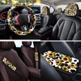 thumbnail image 4 of KUIFORTI Sunflower Cow Print Auto Seat Covers 14 Pack with Car Steering Wheel Cover Auto Center Console Pad Auto Seat Belt Cover Car Headrest Covers for Cars Sedans and SUVs, 4 of 7