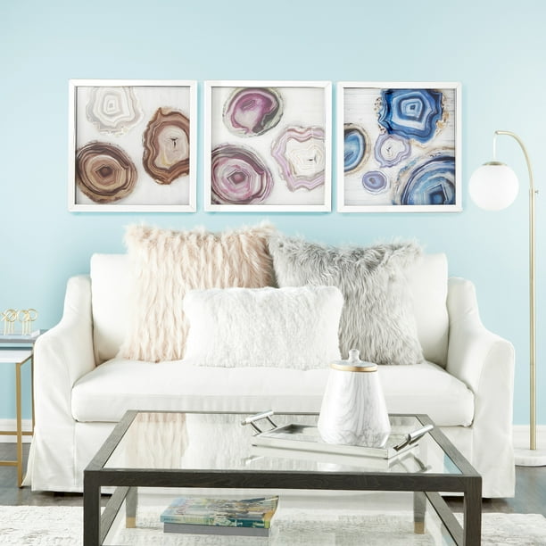 Cosmoliving Large Square Brown Purple Blue Agate Stone Wall Decor In Silver Frames Set Of 3 17 X Each Com - Large Silver Photo Frames For Wall Cosmoliving Large Square Brown Purple Blue Agate Stone Wall Decor In Silver Frames Set Of 3 17 X Each Com - Large Silver Photo Frames For Wall