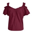 thumbnail image 4 of WEIWEN T Shirts for Women Plus Size Graphic Tee Dressy Casual Cotton Linen Top Loose Fit V Neck Short Sleeve Summer Blouse RD1, XXL, 4 of 5