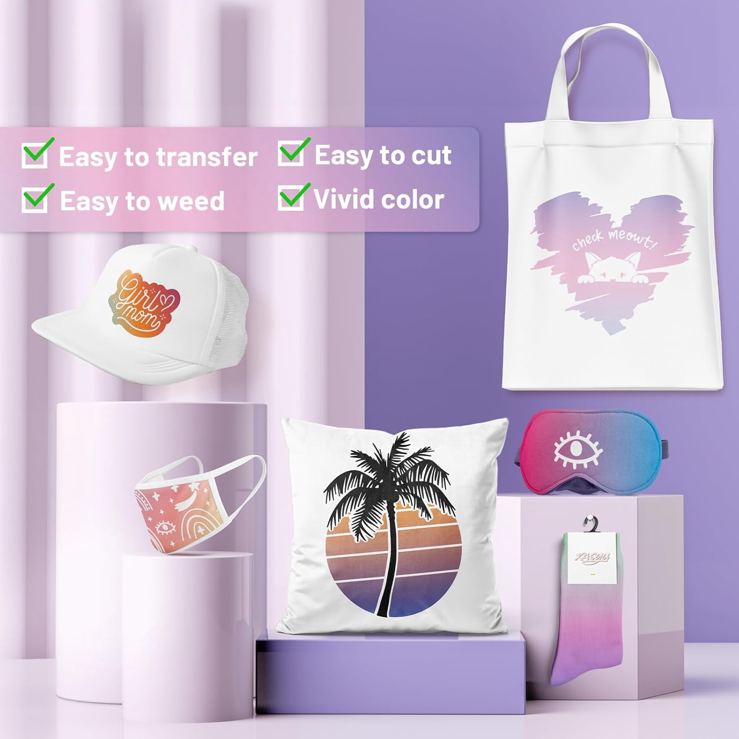 Smart Matless Transfer Sheets-12 Sheets 12" x 11.8" Gradient Pattern Sublimation Transfer Paper for Cricut EasyPress, Silhouette Cameo, DIY T-Shirts Mugs Tote Bags Pillowcase